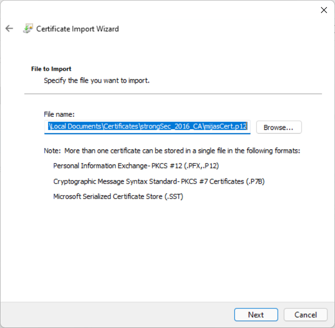 Machine Certificate Import