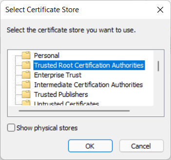 Select Certificate Store