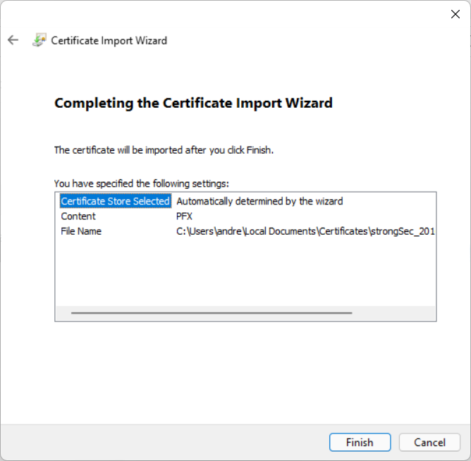 Complete Machine Certificate Import